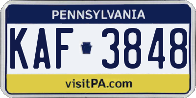 PA license plate KAF3848