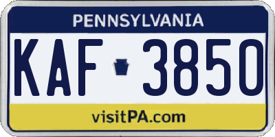 PA license plate KAF3850