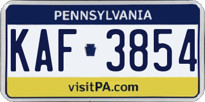 PA license plate KAF3854