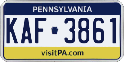 PA license plate KAF3861