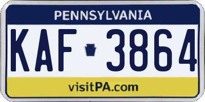 PA license plate KAF3864