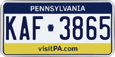 PA license plate KAF3865