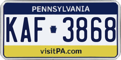 PA license plate KAF3868