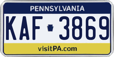 PA license plate KAF3869