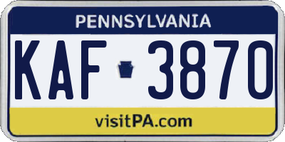 PA license plate KAF3870