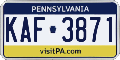 PA license plate KAF3871