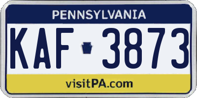 PA license plate KAF3873