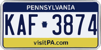 PA license plate KAF3874