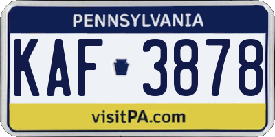 PA license plate KAF3878