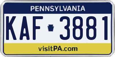 PA license plate KAF3881