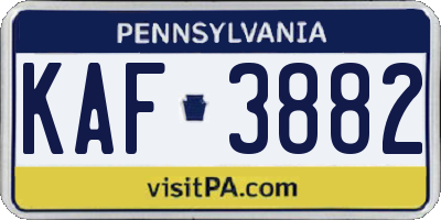 PA license plate KAF3882