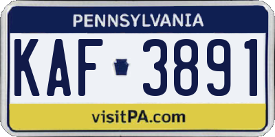 PA license plate KAF3891