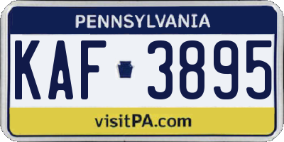 PA license plate KAF3895