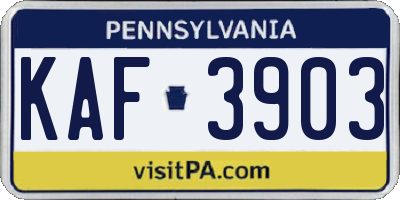 PA license plate KAF3903
