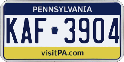 PA license plate KAF3904