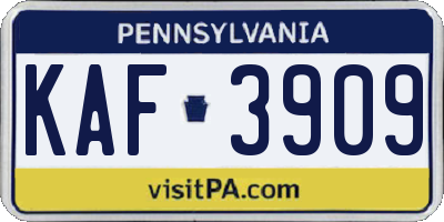 PA license plate KAF3909
