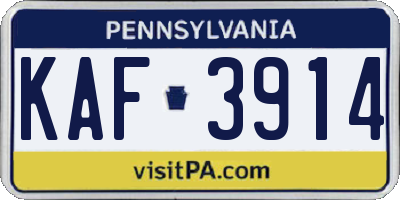 PA license plate KAF3914