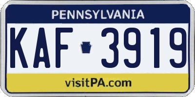 PA license plate KAF3919