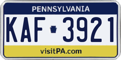 PA license plate KAF3921