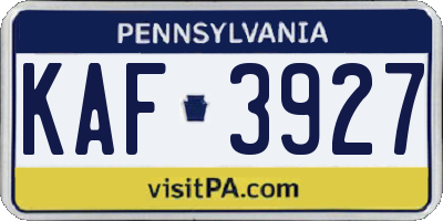PA license plate KAF3927