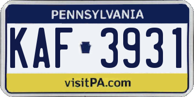PA license plate KAF3931