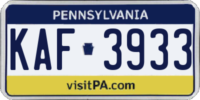 PA license plate KAF3933