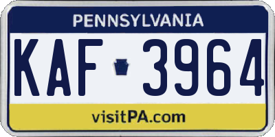 PA license plate KAF3964