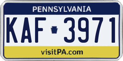 PA license plate KAF3971