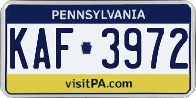 PA license plate KAF3972