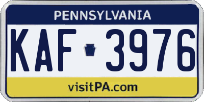 PA license plate KAF3976