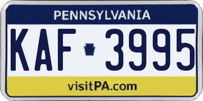 PA license plate KAF3995