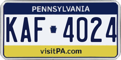 PA license plate KAF4024