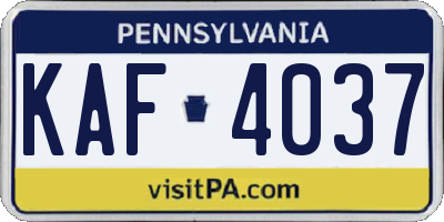 PA license plate KAF4037