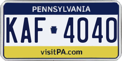 PA license plate KAF4040