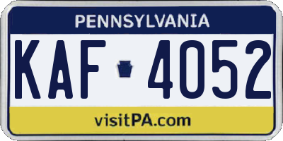PA license plate KAF4052