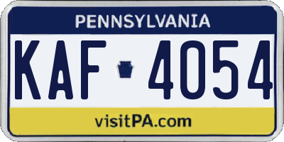 PA license plate KAF4054