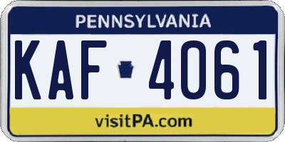 PA license plate KAF4061