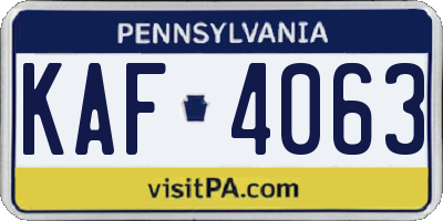 PA license plate KAF4063