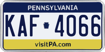 PA license plate KAF4066
