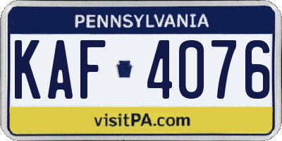 PA license plate KAF4076