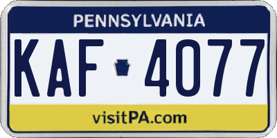 PA license plate KAF4077