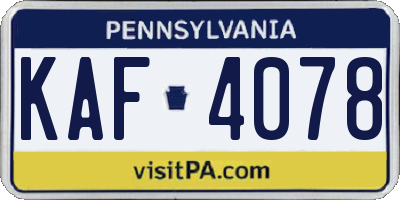 PA license plate KAF4078