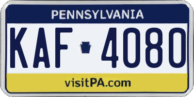 PA license plate KAF4080