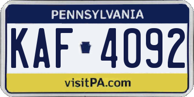 PA license plate KAF4092
