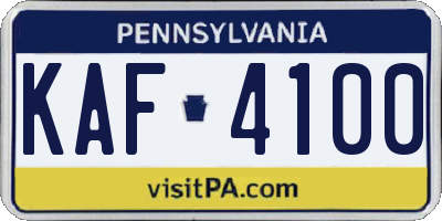 PA license plate KAF4100