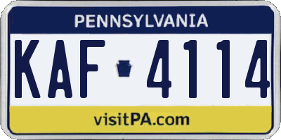 PA license plate KAF4114