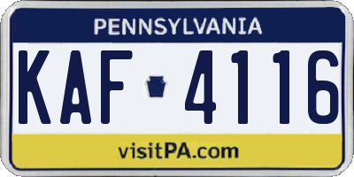 PA license plate KAF4116