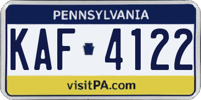 PA license plate KAF4122