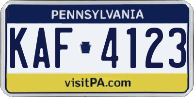 PA license plate KAF4123