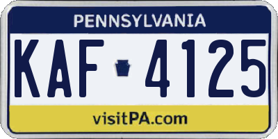 PA license plate KAF4125